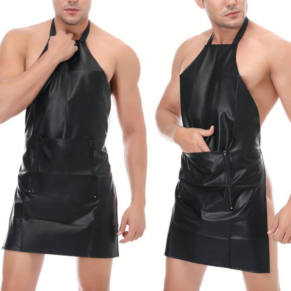 Tạp Dề Da pu mini Lưng Thấp Thoải Mái Có Túi Tiện Dụng Cho Nam