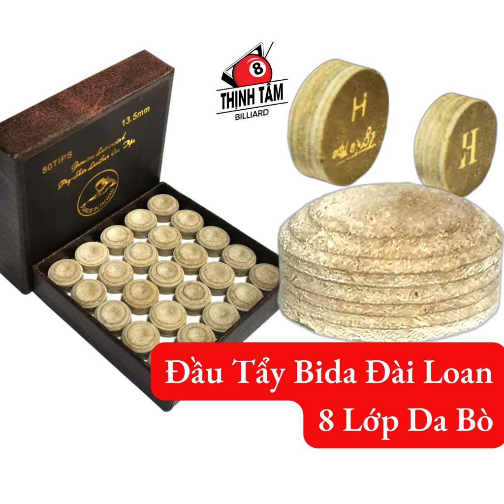 Đầu Cơ Bida 8 Lớp Da Bò, Đầy Tẩy Bi-A Da Bò 8 Lớp Đài Loan [ Đầu Cơ Da Bò 8 Lớp TAIWAN ]