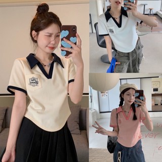 Áo Thun Polo Tay Ngắn áo croptop nữ Cho Nữ áo sơ mi cổ đứn cổ áo chữ v