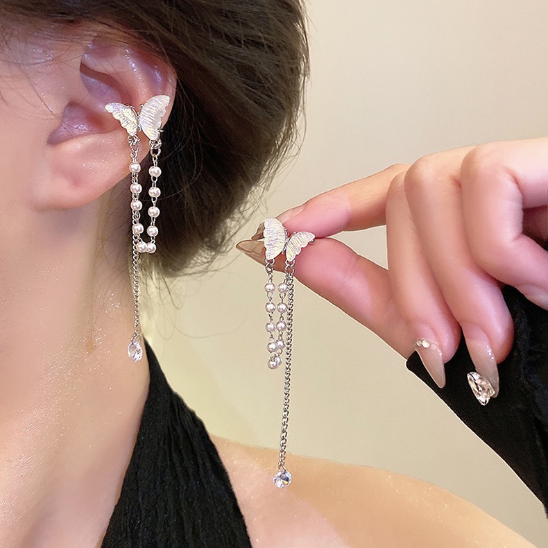 Bông Tai Mạ Bạc 925 Dáng Dài Đính Đá zircon Sang Trọng Cho Nữ