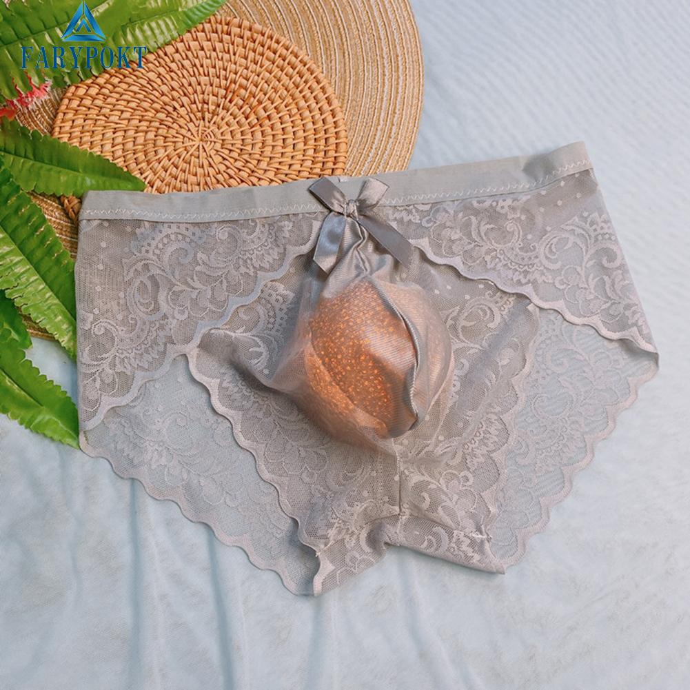 Quần Lót Lụa Phối Ren Màu Trơn Siêu Nhẹ Quyến Rũ Cho Nam