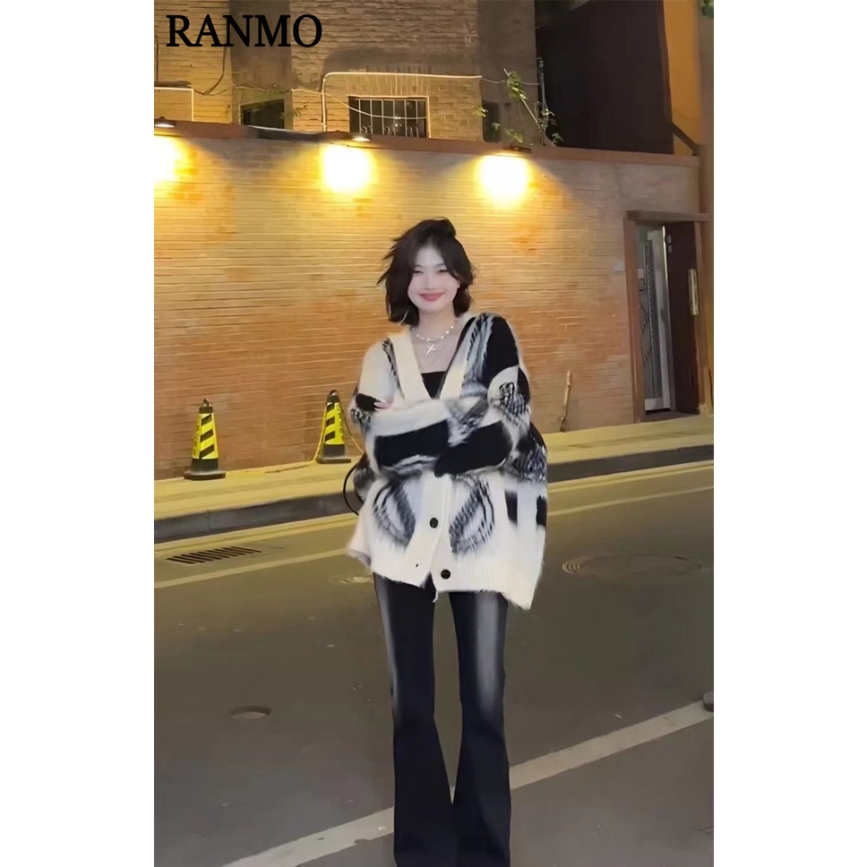 RANMO  cardigan áo khoác cardigan cardigan len cadigan xu hướng phổ biến Phong cách Trendy WXF2391EHQ 38Z230923