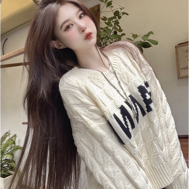 Áo Len Dài Tay Cổ Tròn In Chữ Thiết Kế Mới Thời Trang Dành Cho Mùa Thu Đông áo sweater áo len croptop