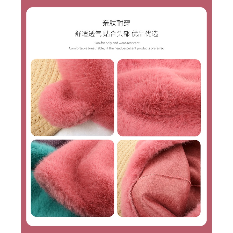 Mũ Tai Gấu Giả Lông Chồn Dễ Thương Giữ Ấm Mùa Thu Đông Cho Nữ