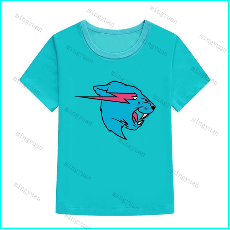 Áo Thun Unisex Tay Ngắn Dáng Rộng In Hình Mèo Tia Chớp Mingyuan Mr Beast