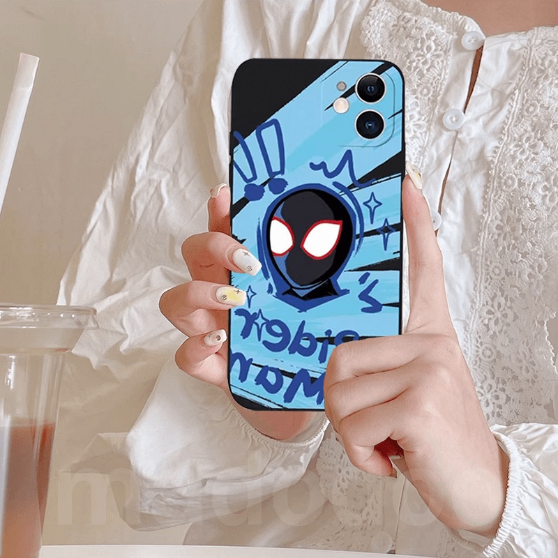 Ốp lưng ins Trend SpiderMan Gwen Couple Xiaomi POCO X5 M5 M4 M3 F3 X3 F4 GT Pro 4G 5G MI 12 11 Ultra Lite Note 10 11T 10T A2 Cute Cartoon Straight edge Tpu Fine Hole Shockproof Lens Protection Soft Phone Case Cover MDD 63