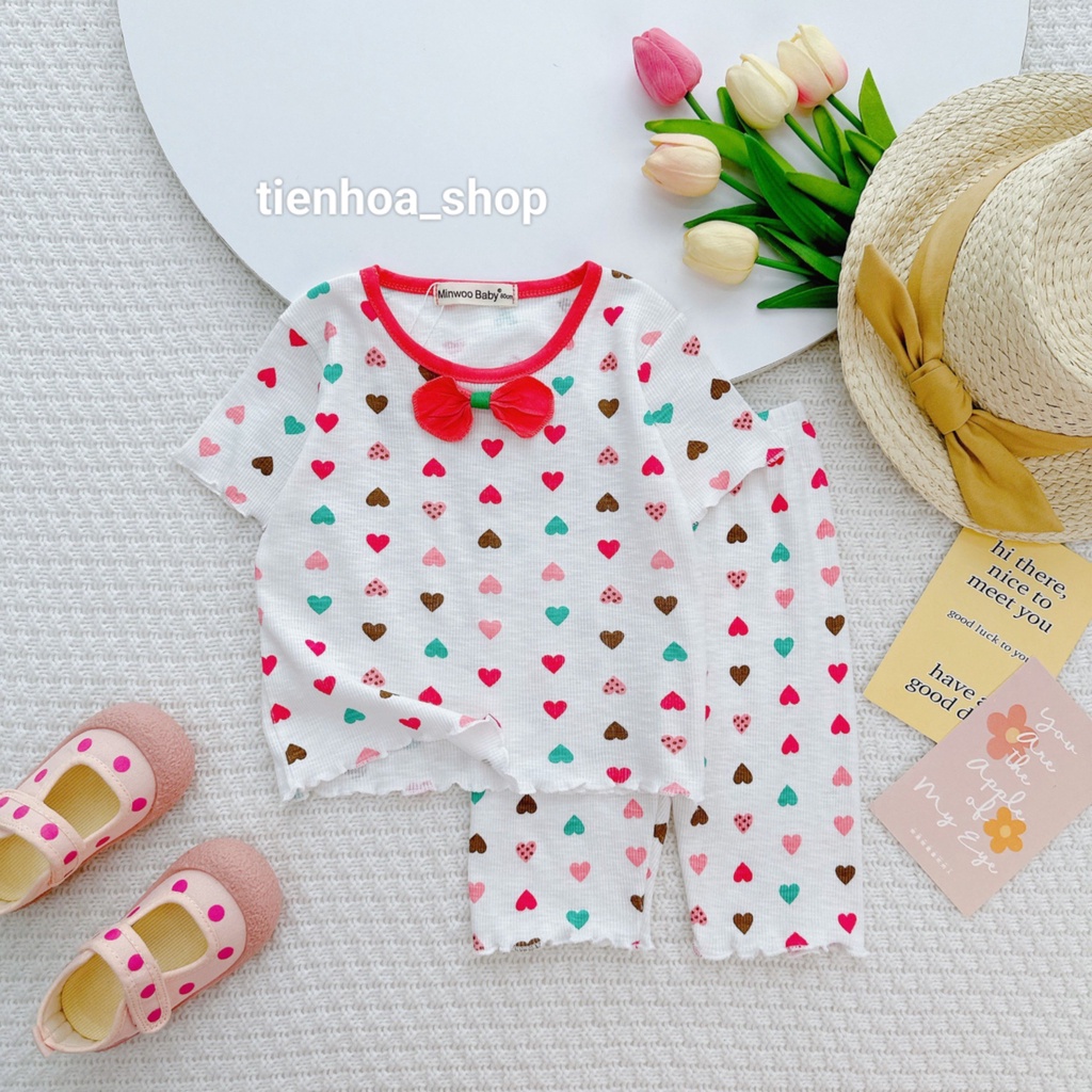 SET LỬNG ĐÍNH NƠ GÂN TĂM IN HOA CHO BÉ SIÊU XINH