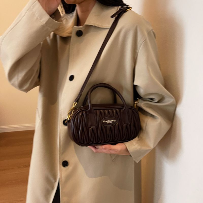 Túi Đeo Chéo Vai Xếp Ly Bằng Da pu Phong Cách retro Thời Trang 2023 Dành Cho Bạn Nữ