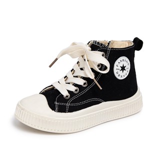 Giày Bata Thể Dục, Giày Vải Canvas Cổ Cao Có Khóa Kéo Bên Hông Phong Cách Thời Trang Cho Bé Trai Bé Gái 3 Tuổi-10 Tuổi
