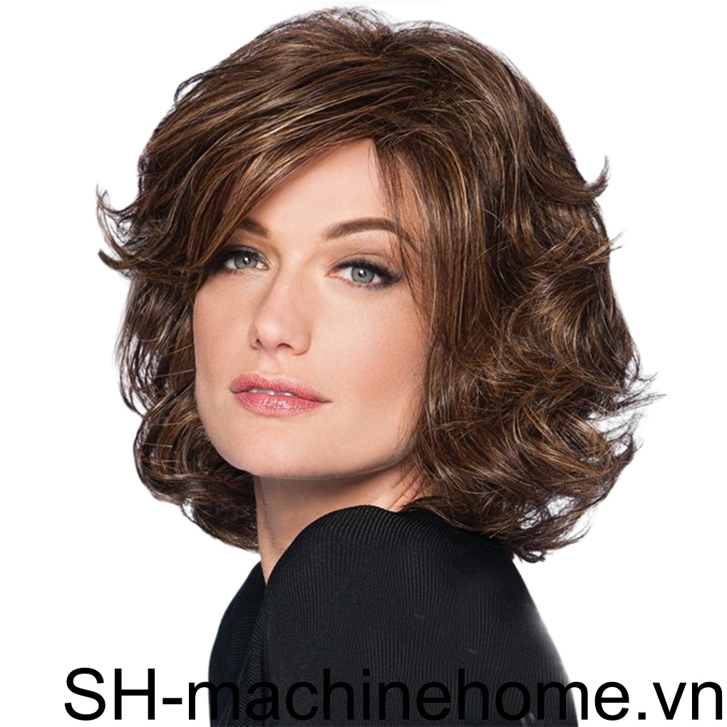 Bộ Tóc Giả Ngắn Xoăn Màu Nâu Dành Cho Nữ Hóa Trang