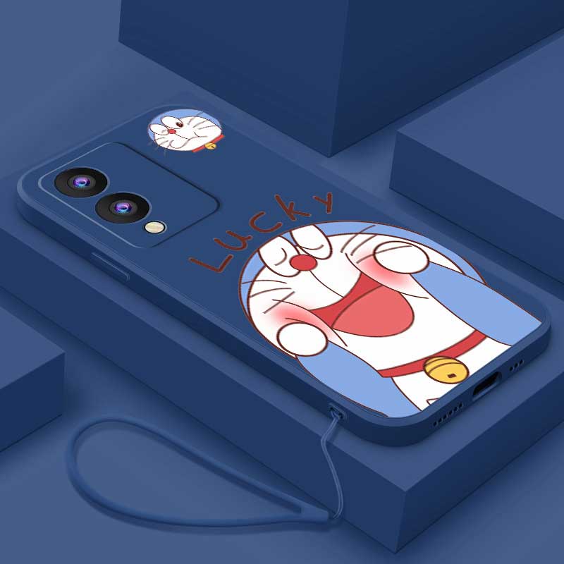 Ốp Điện Thoại silicon Dẻo Hình doraemon May Mắn Dễ Thương Cạnh Thẳng Cho vivo y17s