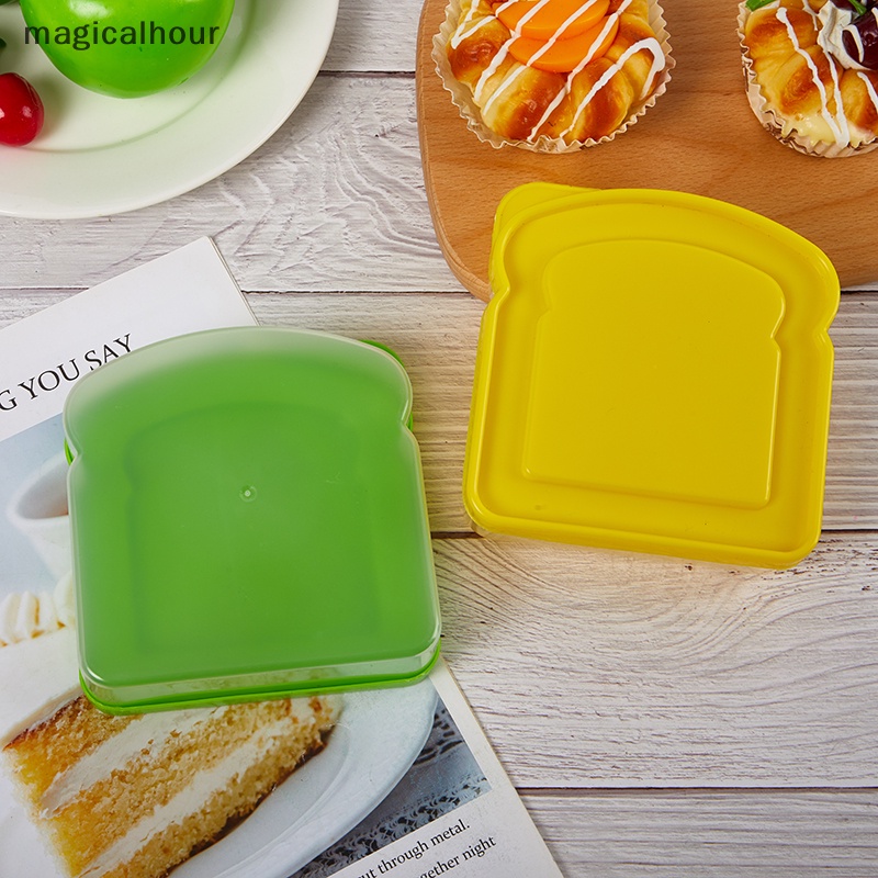 Magicalhour ^ ^ Hộp cơm Trong Suốt Hình Bánh Mì sandwich Có Thể Hâm Nóng Vi Sóng Cho Trường Học Trẻ Em * Mới