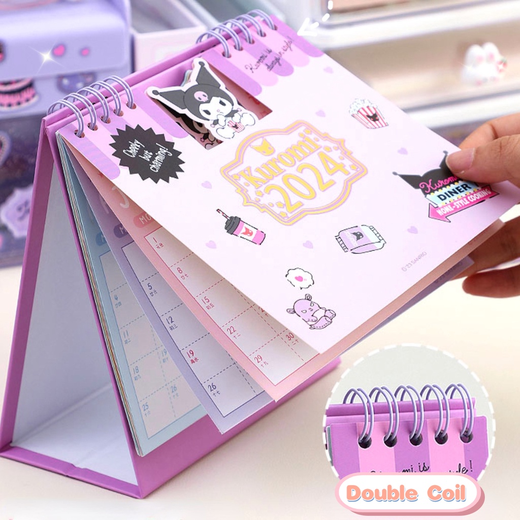 Lịch Để Bàn 2024 sanrio Họa Tiết Hoạt Hình Dễ Thương Dùng Trang Trí Văn Phòng