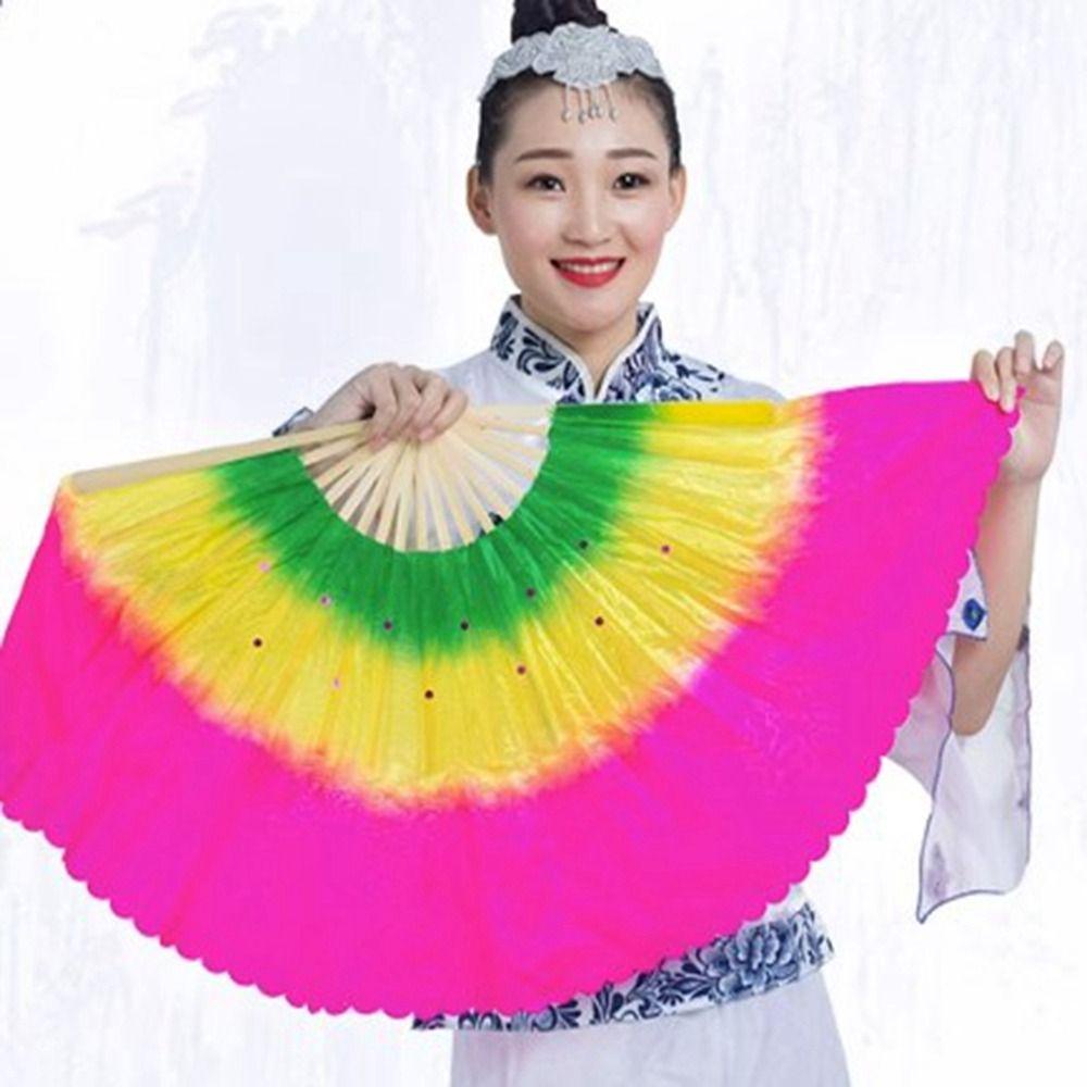 Kent1 Quạt Ngắn Bằng Tre Nhiều Màu 31cm + 20cm Phong Cách Trung Hoa