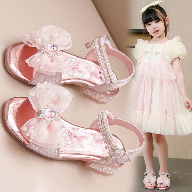 Xăng đan công chúa đính đá pha lê mẫu mới 2023 thời trang mùa hè cho bé gái