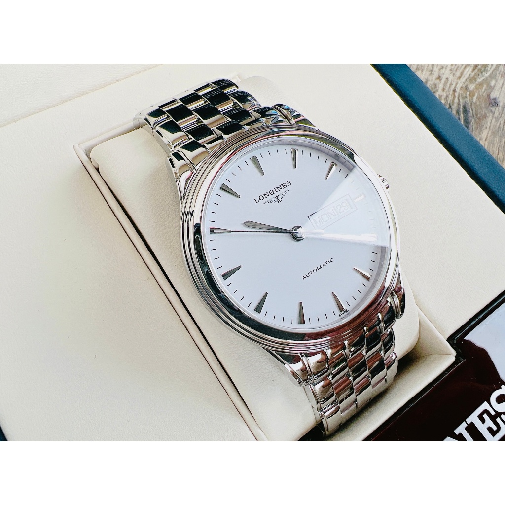 Đồng hồ chính hãng nam Longines Flagship Day Date L4.899.4.12.6 - Máy cơ tự động - Kính Sapphire nguyên khối Chính Hãng