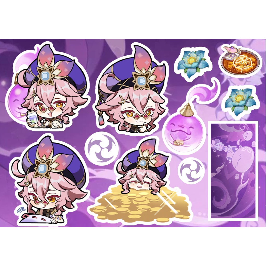 MINI STICKER PACK 🔔  Sticker Pack Genshin Impact A6  - Cắt Sẵn - Màng Cán Chống Nước - Keo Dán Sẵn