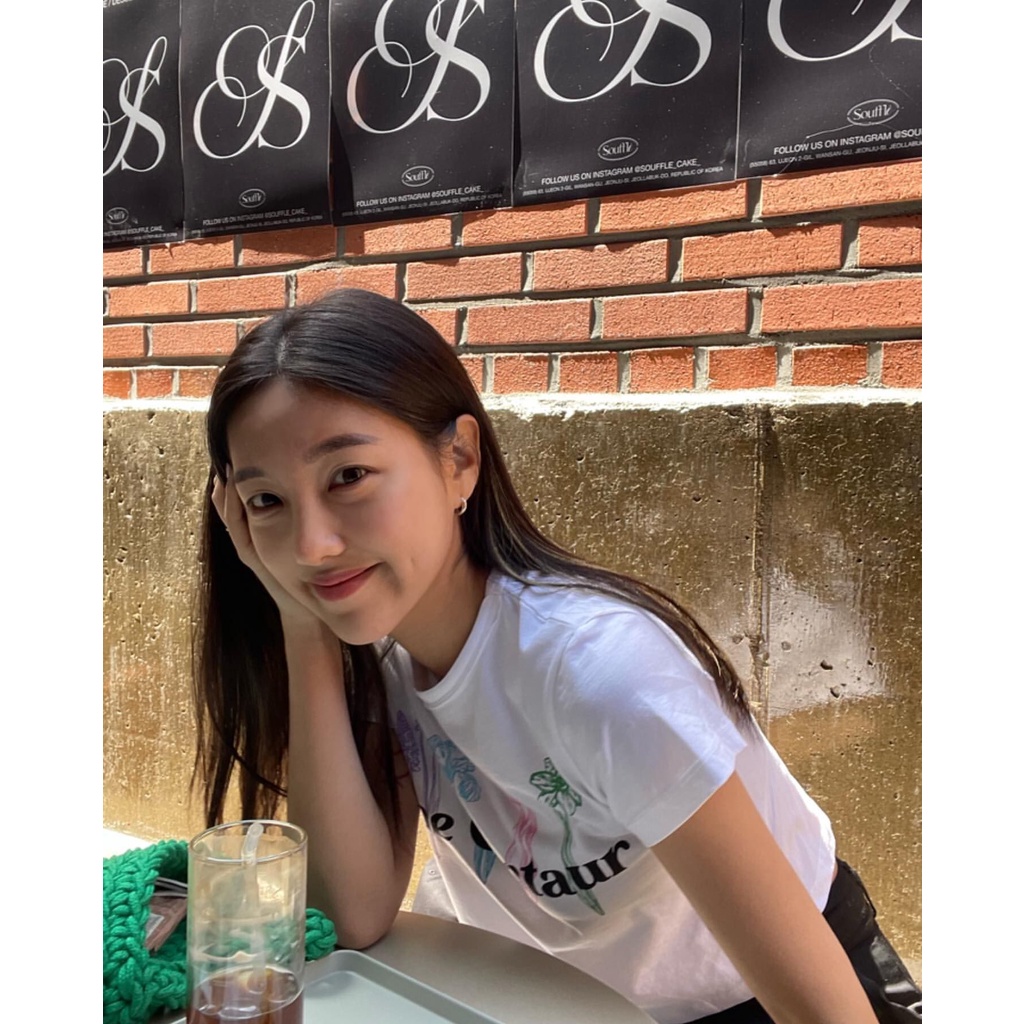 The centaur Hàng Có Sẵn Áo Thun Tay Ngắn Cổ Tròn Dáng Ôm In Hình Hoa Phong Cách Hàn Quốc Cho Nữ