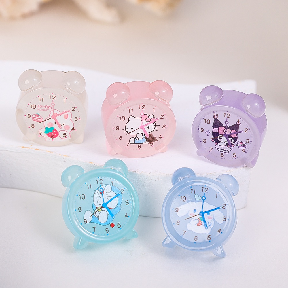 SANRIO Đồng Hồ Báo Thức resin mini Màu Dạ Quang 3d Dễ Thương Trang Trí Tiểu Cảnh / Nhà Cửa