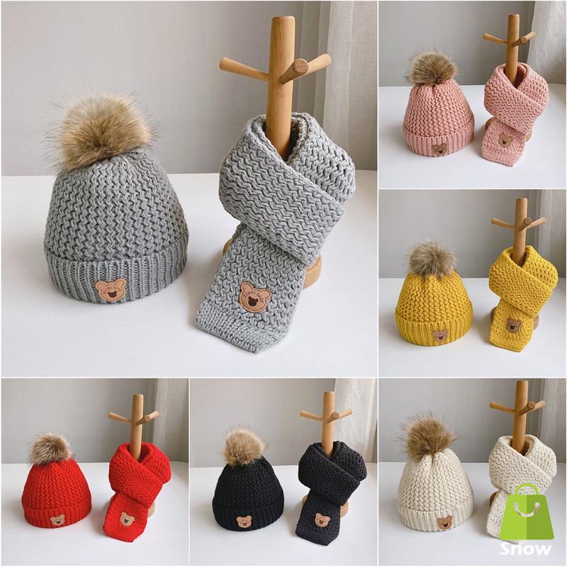 Nón Len Kèm Khăn Quàng Cổ Và Găng Tay Giữ Ấm Mùa Thu Đông Dành Cho Các Bé