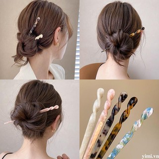 🔆 trâm cài tóc vân đá xoắn thanh lịch nổi bật/trâm cài tóc trâm cổ trang phong cách tối giản màu loang xà cừ