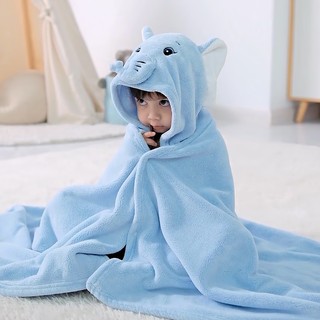 Khăn choàng tắm có mũ trùm đầu thấm hút nước khô nhanh mềm mại cho bé
