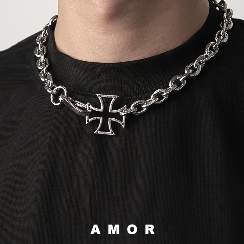 Vòng cổ Hợp Kim Mặt Thánh Giá Đính Đá Thời Trang Cho Nam Nữ