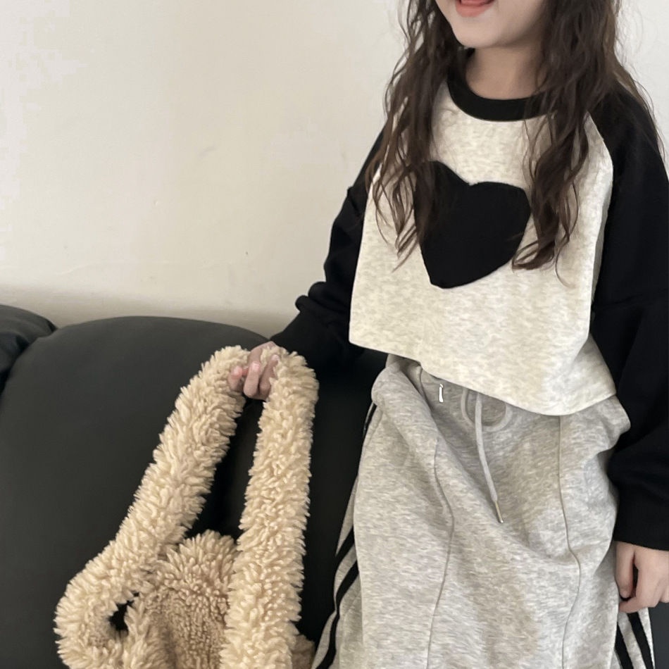 Áo Thun Tay Dài Màu Sắc Tương Phản Phong Cách Hàn Quốc Cho Bé Gái