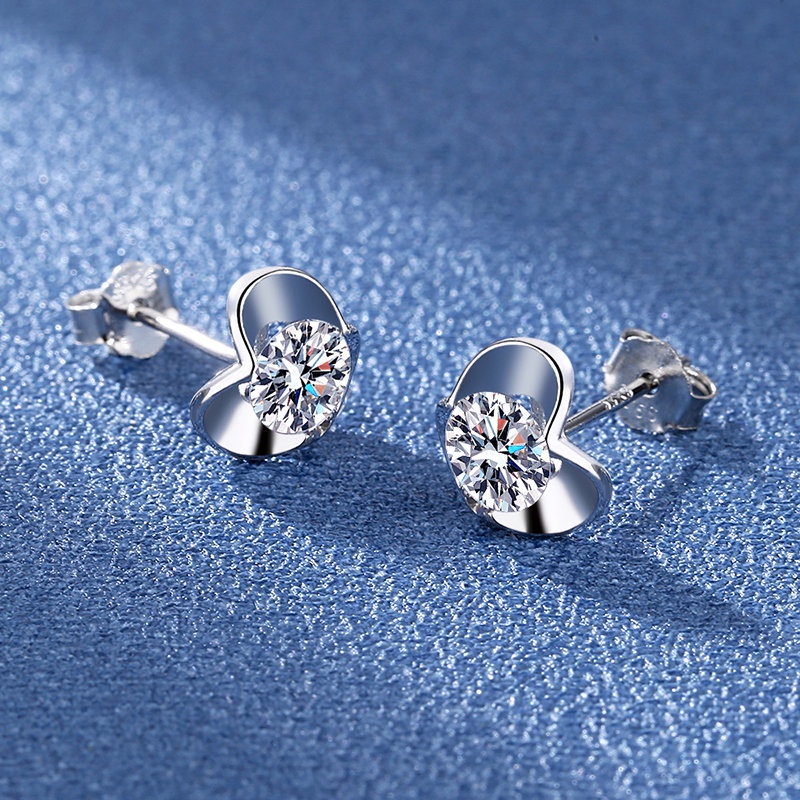 Bông Tai Hình Cỏ Bốn Lá Đính Kim Cương Trắng Đơn Giản Thanh Lịch Thời Trang Cho Nữ