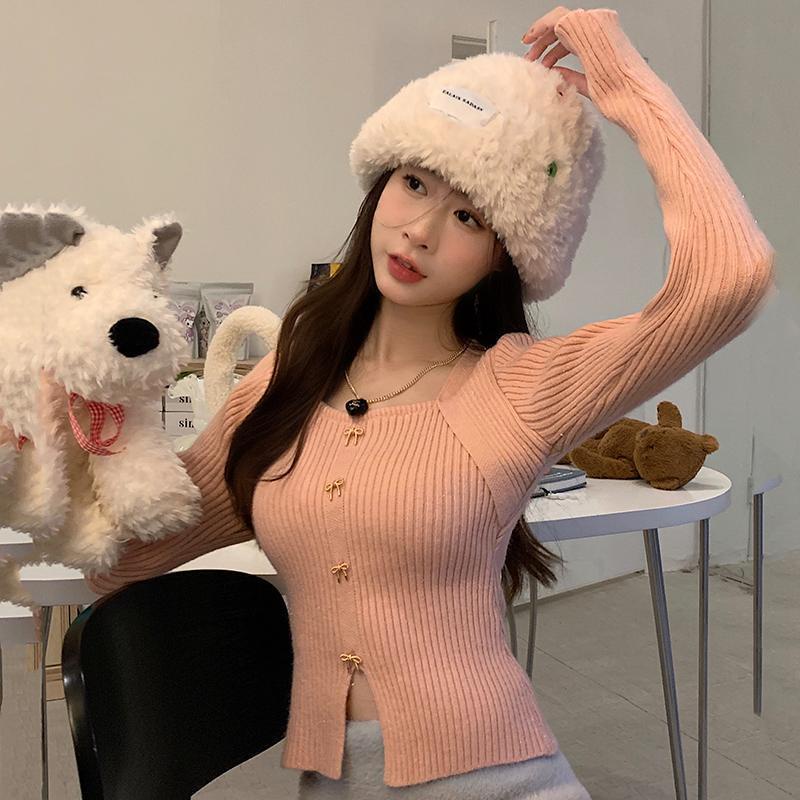 Milyfashion Áo sweater Cổ Vuông Giả Hai Lớp Thời Trang Thu Đông Phong Cách Pháp Cho Nữ