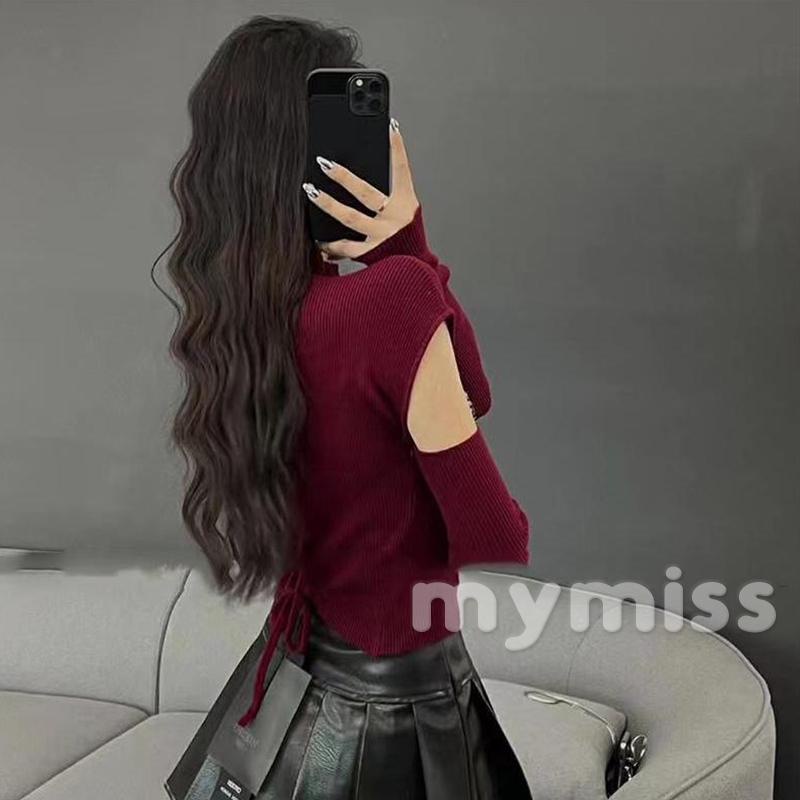 Mymiss1-áo Thun Dệt Kim Tay Dài Có Mũ Trùm In Hình Bướm Thời Trang Mùa Thu Dành Cho Nữ