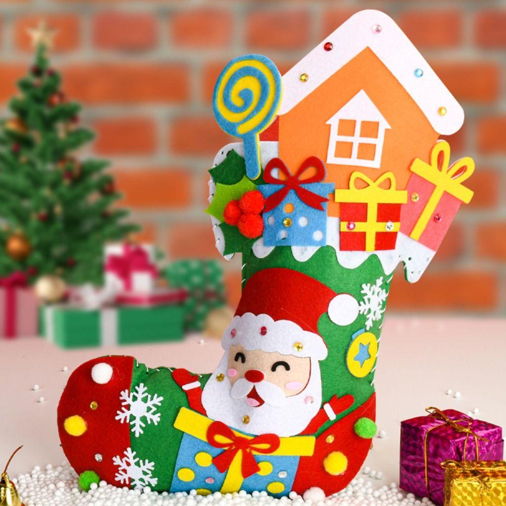 Javier Vớ Giáng Sinh Bằng Vải Không Dệt Có Thể Treo Được Hình Ông Già Noel montessori kriss kringle Cha xmas