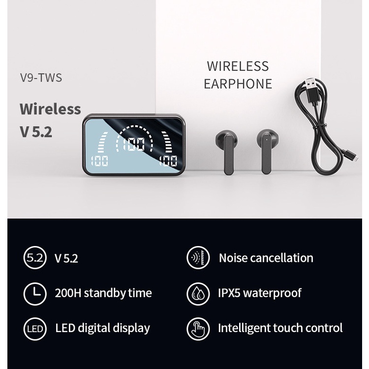Tai Nghe Bluetooth, Tai Nghe Không Dây S20 Cảm Ứng 1 Chạm Bluetooth Mới 5.2 Chống Ồn Hiệu Quả Công Nghệ Chống Nước IP68