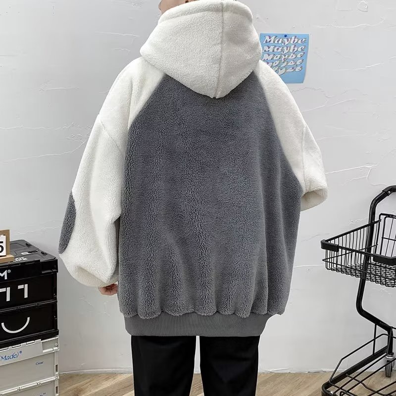 Kyushuad Áo Khoác Hoodie Dày Dặn Phối Màu Tương Phản Cá Tính Cho Nam