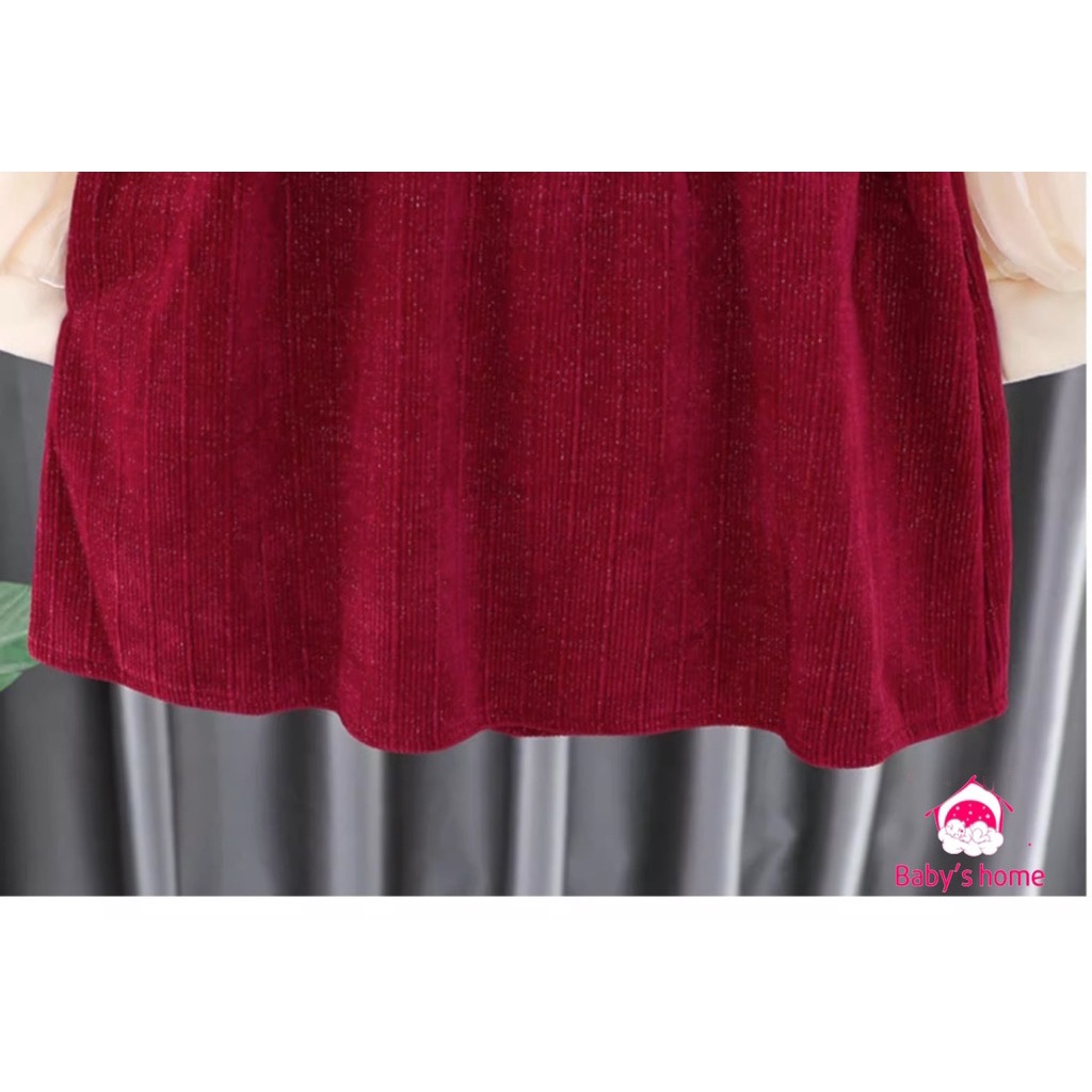 Sét váy nhung đỏ 2 chi tiết cho bé gái từ 7-21kg
