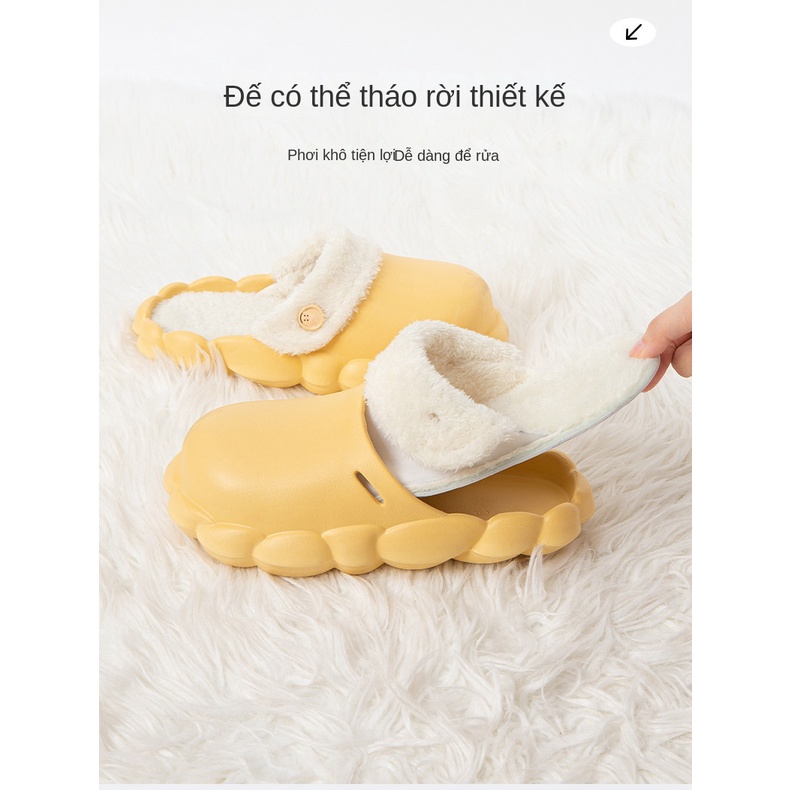 🤩sản phẩm mùa đông mới🤩Dép Bông Cotton Đi Trong Nhà Đế Dày Giữ Ấm Mùa Thu Đông Có Thể Tháo Rời Cho Cặp Đôi