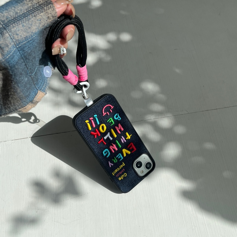 Ốp Điện Thoại denim Thêu Chữ Cho iphone 11 12 13 14 15 12pro 13pro 14pro 15pro 12promax 13promax 14promax 15promax iphone 13