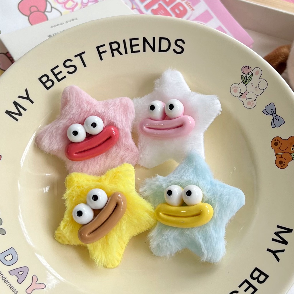 Kẹp Tóc Hình Xúc Xích / Ngôi Sao / Trái Tim Nhồi Bông Dễ Thương Vui Nhộn Phong Cách Hàn Quốc Nhật Bản /