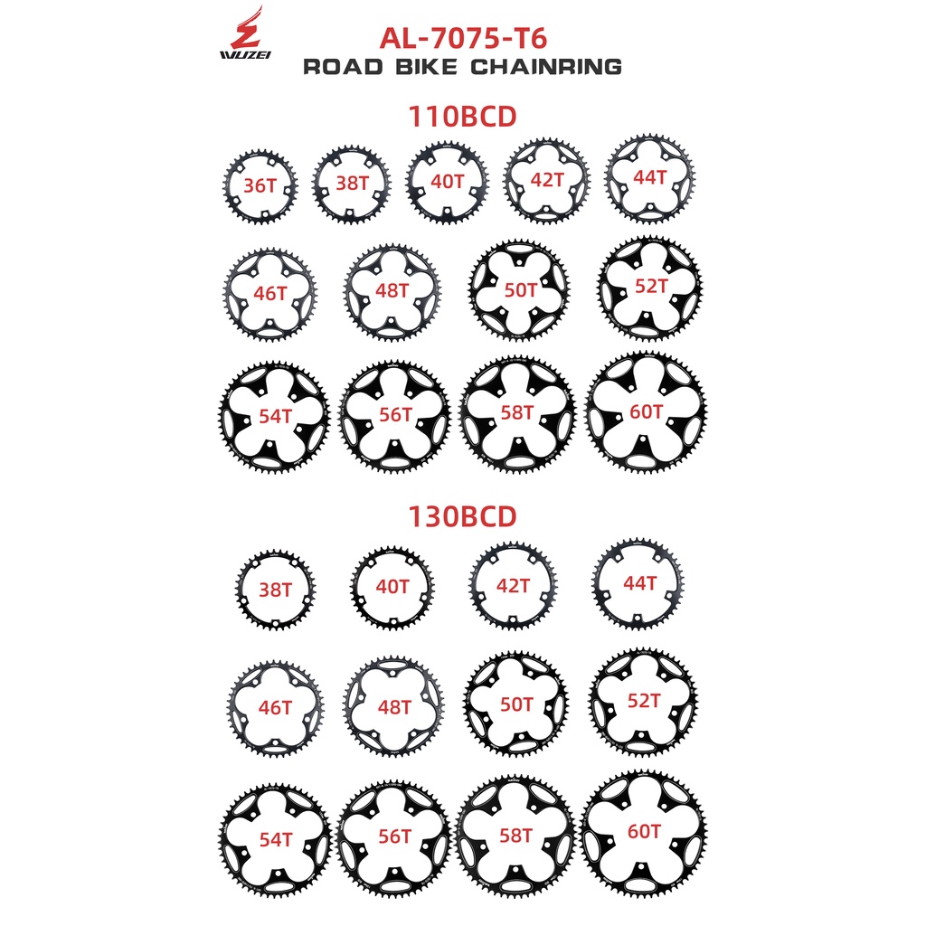 Dây Xích Xe Đạp 110 / 130bcd 36 / 38 / 40 / 42 / 44 / 46 / 48 / 50 / 52 / 54 / 56 / 58 / 60t 110bcd / 130bcd