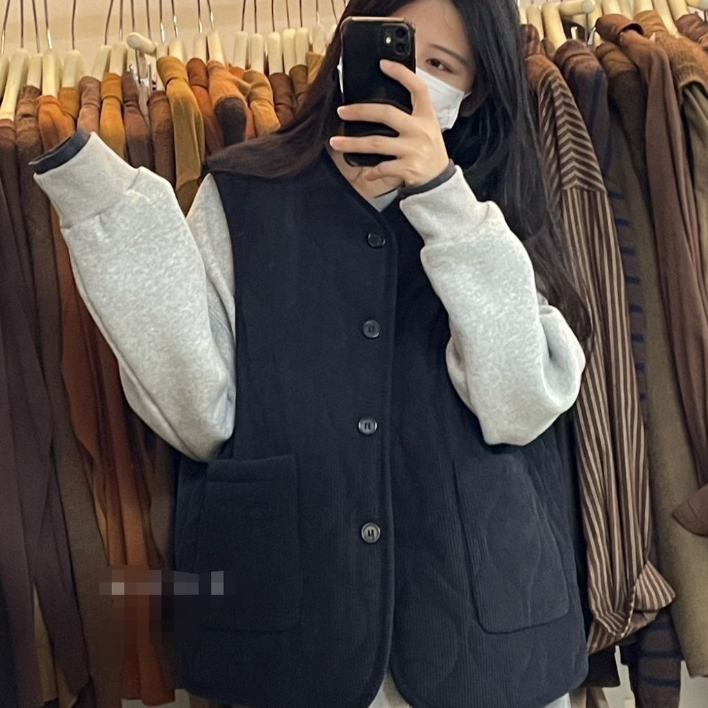 Áo Khoác cotton Sát Nách Dáng Rộng Phong Cách Hàn Quốc Thời Trang Thu Đông Mới
