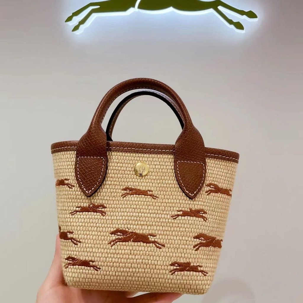 Hoàn Toàn Mới Túi Rơm Dệt Thủ Công mini Đeo Vai Dáng Dài Phong Cách new longchamp 2023 Hỗ Trợ Vận Chuyển Hàng Chất Lượng Cao Cho Nữ