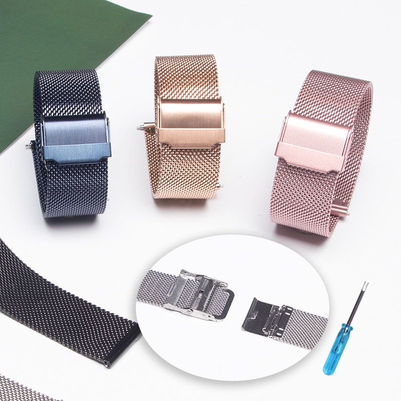 Dây Đeo Kim Loại 18mm 20mm 22mm Cho Đồng Hồ Thông Minh Samsung Galaxy watch 3/46mm/42mm/Acear S3 Huawei watch GT 2 2e Pr