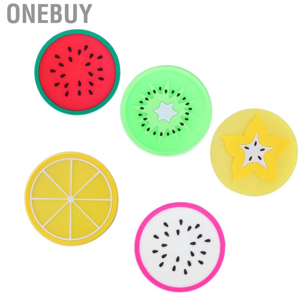 Onebuy Cute Fruit Shape Coaster  Placemat Silicone Cup Drinks Holder Mat Decor