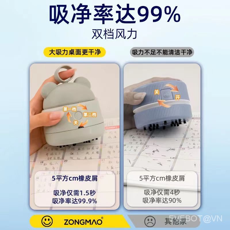 Jollybaby Máy Hút Bụi zongmao Để Bàn Có Tay Cầm Sạc usb Tiện Dụng Cho Bé