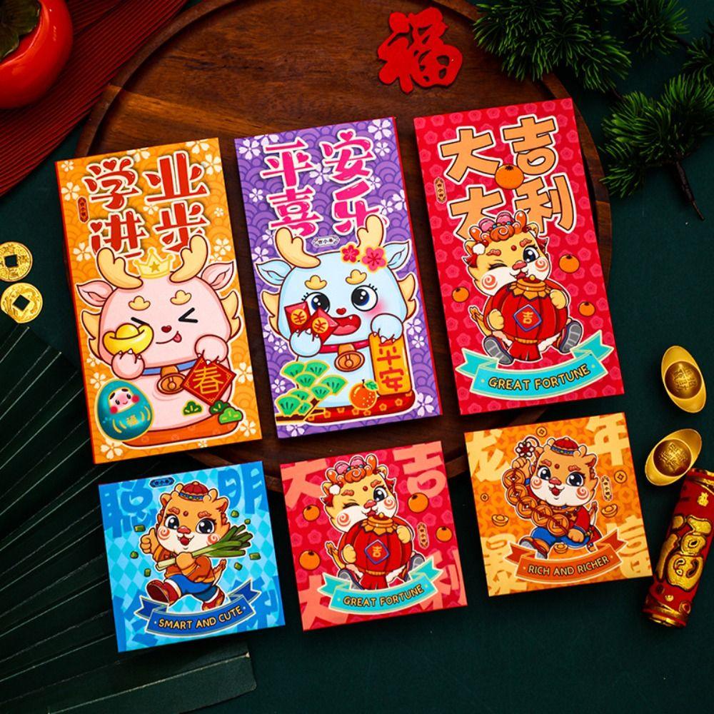 Set 6 Bao Lì Xì Đỏ May Mắn Cho Năm Mới 2024