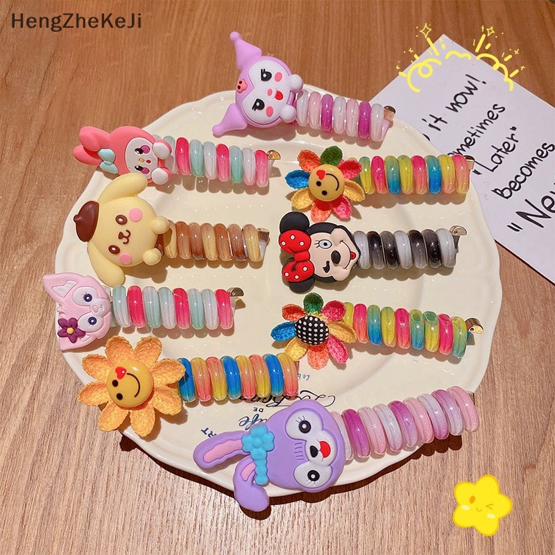 Dây Buộc Tóc Đuôi Ngựa Hoạt Hình Co Giãn Cao Nhiều Màu Sắc Cho Bé Gái