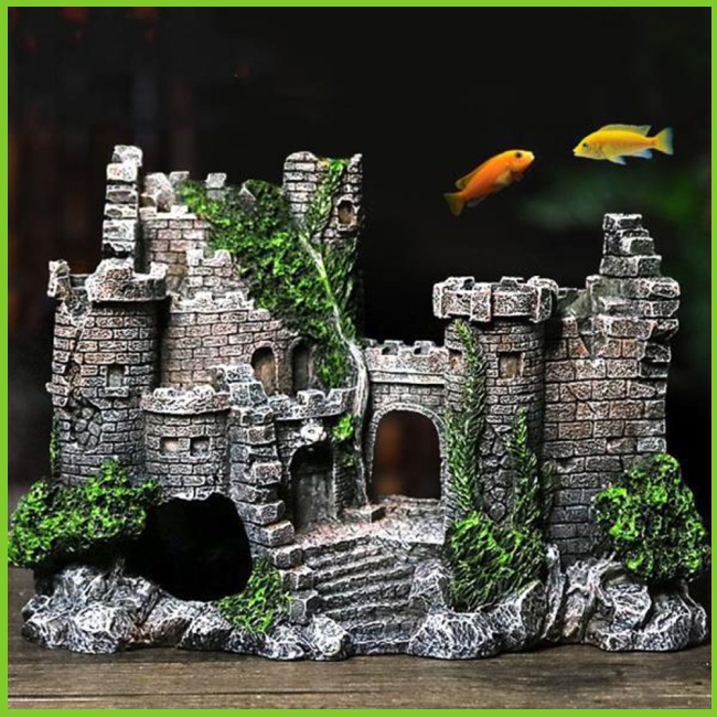 Gwen Lâu Đài Giả Bằng Nhựa resin Trang Trí Bể Cá