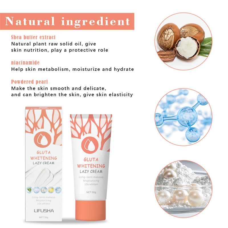 Gluta Kem Dưỡng Trắng Da Mặt Làm Sáng Tông Màu Da 30G Thích Hợp Cho Người Lười Trang Điểm Lười Kem JULYSTAR