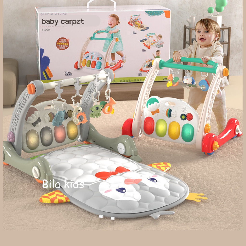Thảm nhạc cho bé sơ sinh kiêm xe tập đi có nhạc đàn piano 3IN1, đồ chơi cho bé sơ si