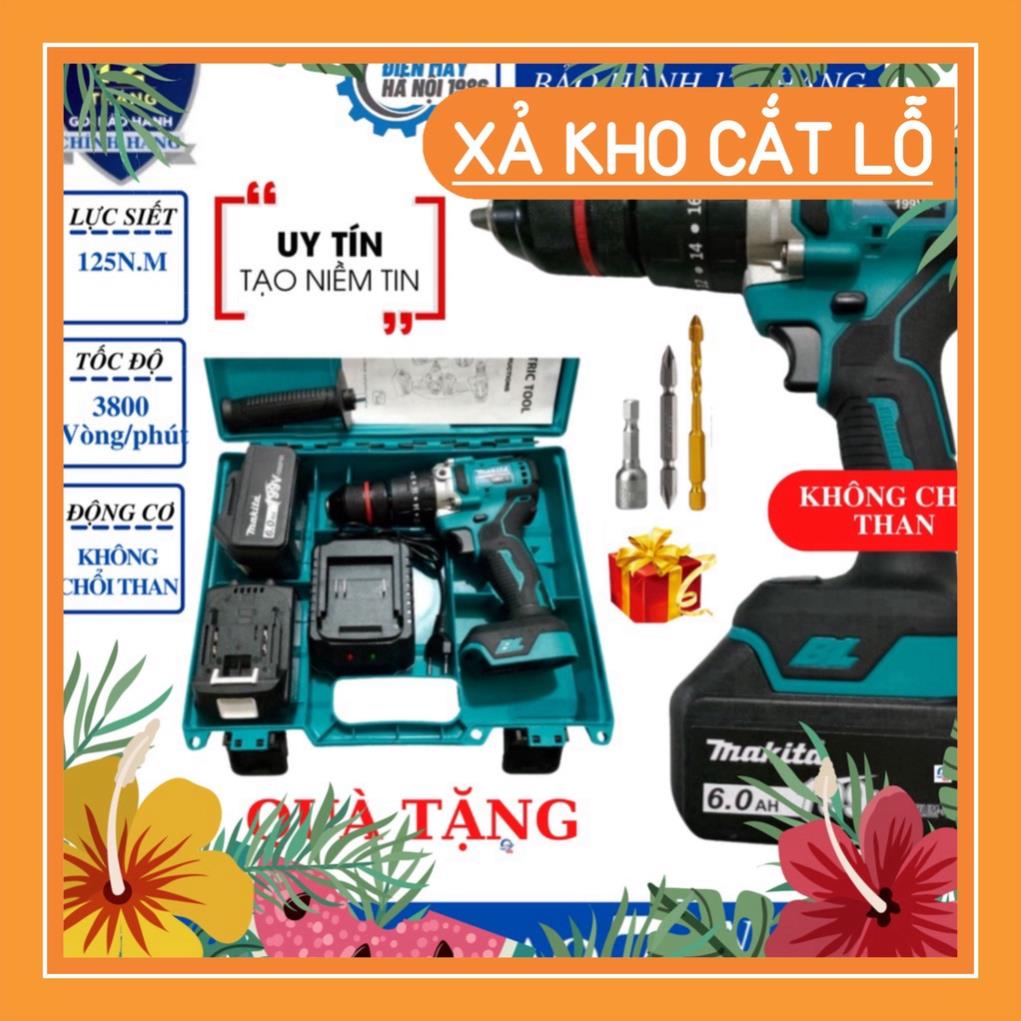 Máy Khoan Pin Makita Không chổi than - Có búa - Khoan 3 tác dụng 13mm - Khoan
